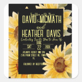 Uitnodiging voor Sunflower Weddenschap Vierkante Sticker (Voorkant)