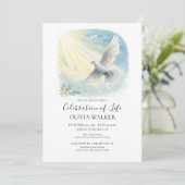 Uitnodiging voor Sunlight Dove Funeral Celebration (Staand voorkant)