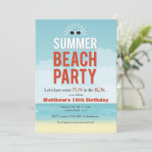 Uitnodiging voor Sunny Summer Beach Party (Staand voorkant)