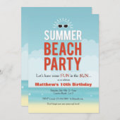 Uitnodiging voor Sunny Summer Beach Party (Voorkant / Achterkant)