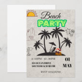 Uitnodiging voor Sunset Beach Feest (Voorkant / Achterkant)