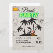 Uitnodiging voor Sunset Beach-feestje (Voorkant / Achterkant)