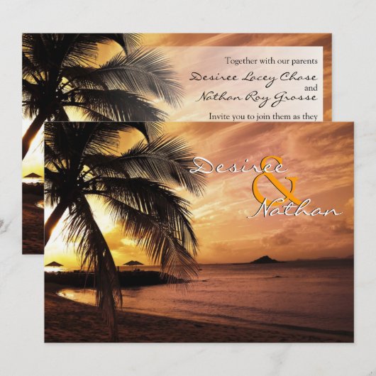 Uitnodiging voor Sunset Beach Weddenschap (Voorkant / Achterkant)