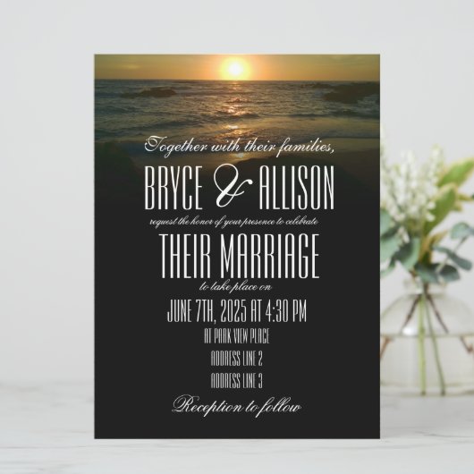 Uitnodiging voor Sunset Beach Weddenschap (Staand voorkant)