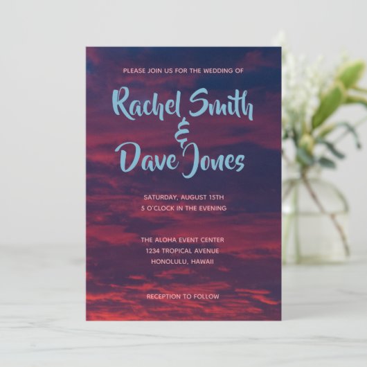 Uitnodiging voor Sunset Wedding (Staand voorkant)