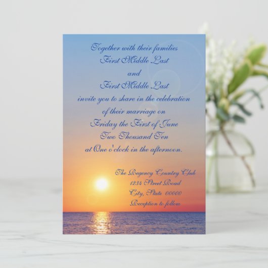 Uitnodiging voor Sunset Wedding (Staand voorkant)