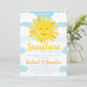 Uitnodiging voor Sunshine Baby shower (Staand voorkant)
