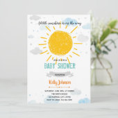 Uitnodiging voor Sunshine baby shower (Staand voorkant)