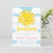 Uitnodiging voor Sunshine Baby shower (Staand voorkant)