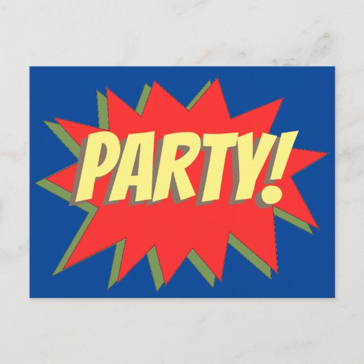 Uitnodiging voor superheld Comic Party (Voorkant)