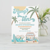 Uitnodiging voor Surf Beach Verjaardagsfeestje (Staand voorkant)