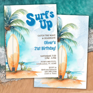 Uitnodiging voor Surf's Up Summer Beach Verjaardag