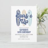 Uitnodiging voor Surf's Up Surfplank Strand Verjaa (Staand voorkant)