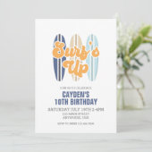 Uitnodiging voor Surf's Up Surfplank Strand Verjaa (Staand voorkant)