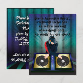 Uitnodiging voor surprise party voor DJ Bachelor B (Voorkant / Achterkant)
