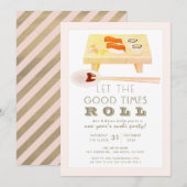 Uitnodiging voor sushiroll roze nieuwjaarsfeest (Voorkant / Achterkant)