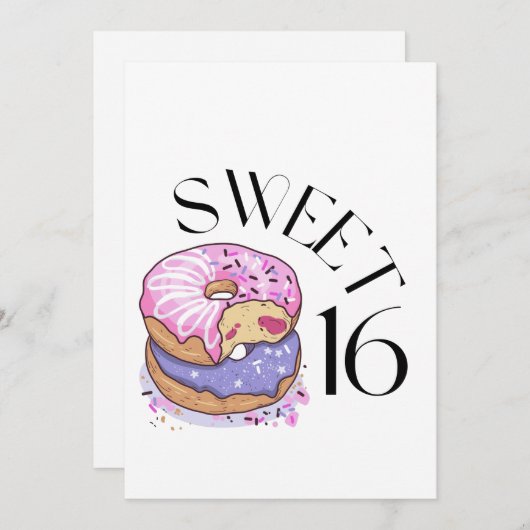 Uitnodiging voor Sweet 16 (Voorkant / Achterkant)