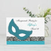 Uitnodiging voor Sweet 16 Maskeradefeest (Staand voorkant)
