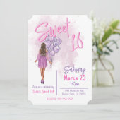 Uitnodiging voor Sweet 16-verjaardagsfeestje (Staand voorkant)