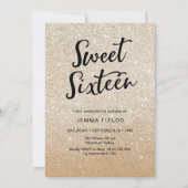 Uitnodiging voor Sweet Sixteen verjaardag roze gli (Voorkant)