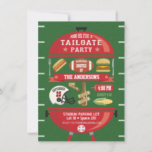 Uitnodiging voor Tailgate-feest met barbecue en fo