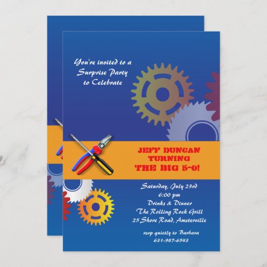 Uitnodiging voor tandwielen en werktuigen (Voorkant / Achterkant)