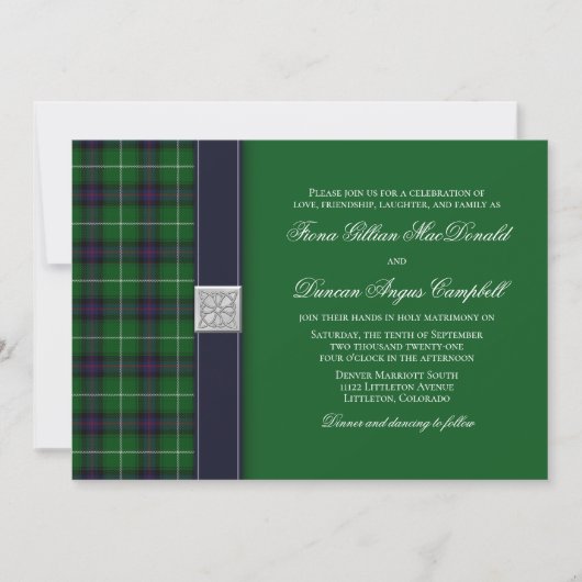 uitnodiging voor Tartan Celtic Wedding (Voorkant)