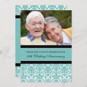 Uitnodiging voor Teal Black-foto 50ste verjaardags (Voorkant / Achterkant)