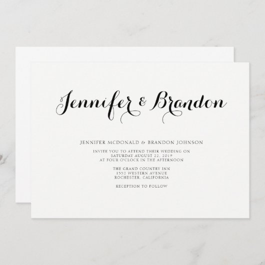 Uitnodiging voor tekstbruiloft (Voorkant / Achterkant)