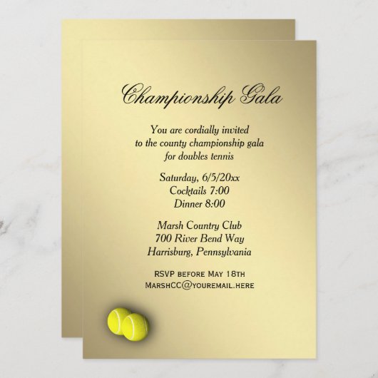 Uitnodiging voor tennisevenementen (Voorkant / Achterkant)