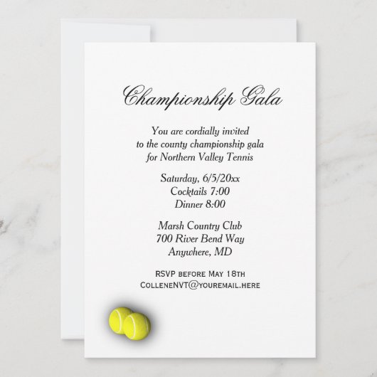 Uitnodiging voor tennisevenementen (Voorkant)