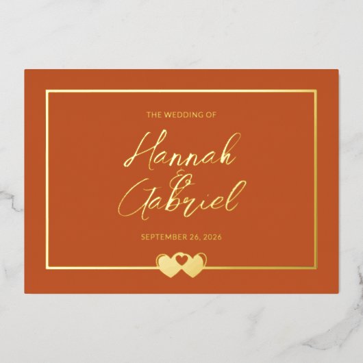 Uitnodiging voor Terracotta en Gold Foil (Voorkant)