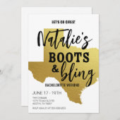 Uitnodiging voor Texas vrijgezellenfeest met laarz (Voorkant / Achterkant)
