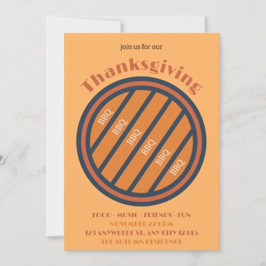 Uitnodiging voor Thanksgiving BBQ (Voorkant)