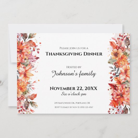 Uitnodiging voor Thanksgiving-diner (Voorkant)