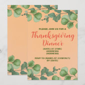 Uitnodiging voor Thanksgiving-diner, bewerkbare sj (Voorkant / Achterkant)
