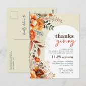 Uitnodiging voor Thanksgiving-diner bloem wit boog (Voorkant / Achterkant)