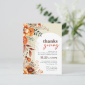 Uitnodiging voor Thanksgiving diner bloemboog in w (Staand voorkant)