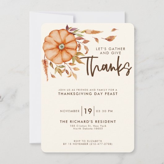 Uitnodiging voor Thanksgiving-diner Boho-thema (Voorkant)