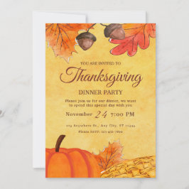 Uitnodiging voor Thanksgiving-diner, feestdagfeest