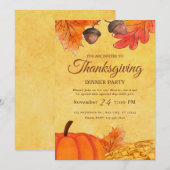 Uitnodiging voor Thanksgiving-diner, feestdagfeest (Voorkant / Achterkant)