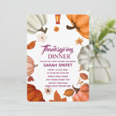 Uitnodiging voor Thanksgiving-diner | Laten we Inv (Staand voorkant)