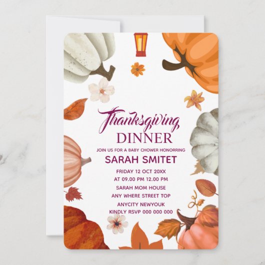 Uitnodiging voor Thanksgiving-diner | Laten we Inv (Voorkant)
