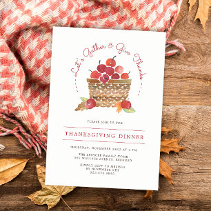 Uitnodiging voor Thanksgiving-diner met appels en