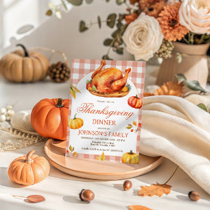 Uitnodiging voor Thanksgiving-diner met geroosterd