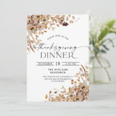 Uitnodiging voor Thanksgiving-diner met herfstblad (Staand voorkant)