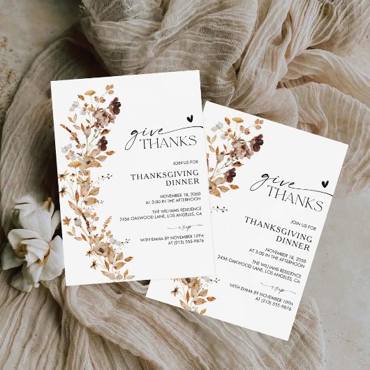 Uitnodiging voor Thanksgiving-diner met herfstblad
