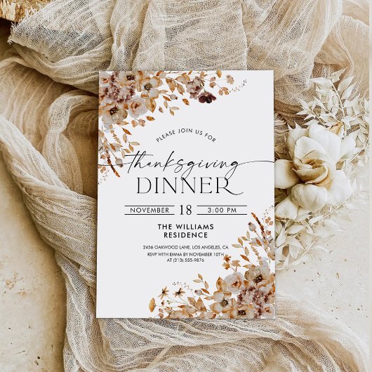 Uitnodiging voor Thanksgiving-diner met herfstblad
