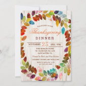Uitnodiging voor Thanksgiving-diner met herfstblad (Voorkant)