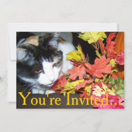 Uitnodiging voor Thanksgiving-diner met lapjeskat